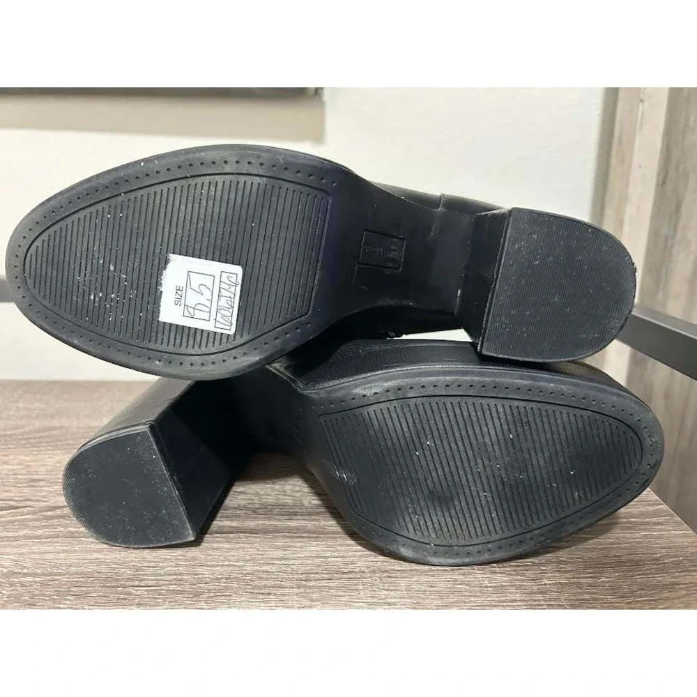House of Harlow 1960 Womens Black Platform Block Heel Ankle Boots Size 8.5 Y2K